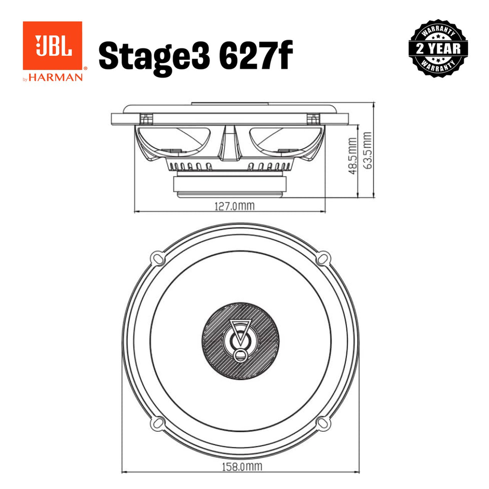 JBL Stage 3627F 6.5" 45 WATT Co Axial Car Speaker