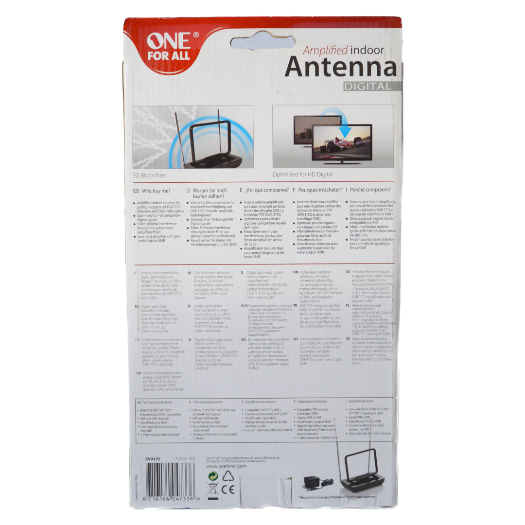 One For All SV9125 Amplified Indoor TV Antenna